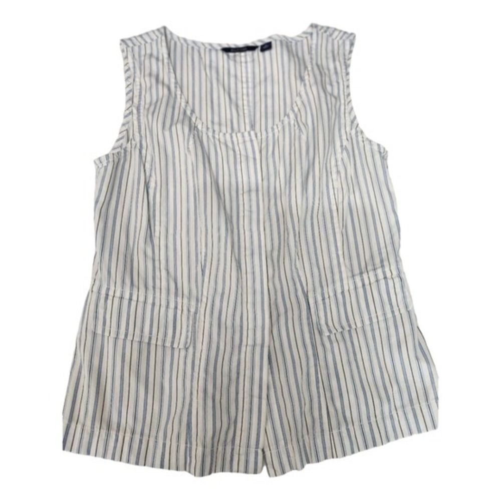 Tommy Hilfiger Blouse Womens Size 10 Blue White SleevelessStripedClassicNautical